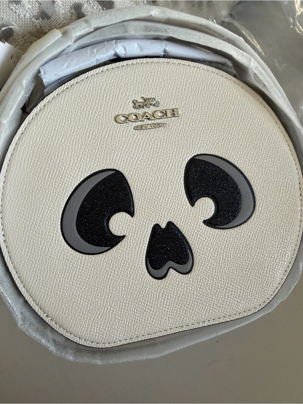 Coach Chalk and Black Leather Novelty Face Crossbody - Picture 3 of 11